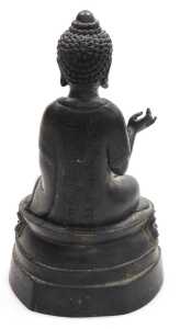 Three 19thC and later bronze figures of Buddha, each modelled seated in the lotus position, two... - 4