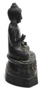 Three 19thC and later bronze figures of Buddha, each modelled seated in the lotus position, two... - 5