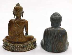 Three 19thC and later bronze figures of Buddha, each modelled seated in the lotus position, two... - 11