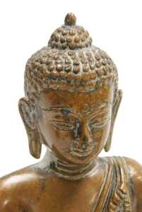 Three 19thC and later bronze figures of Buddha, each modelled seated in the lotus position, two... - 14