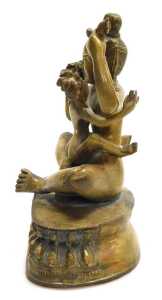 A 19thC Tibetan bronze figure of Mahasiddha Ghantapa and his consort, modelled in embrace,... - 2