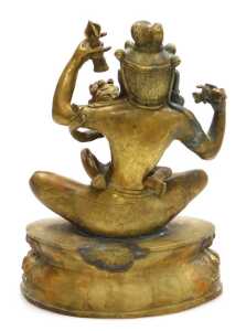 A 19thC Tibetan bronze figure of Mahasiddha Ghantapa and his consort, modelled in embrace,... - 3