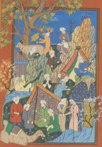 Indo-Persian School (19thC). A courtyard scene with figures, 27cm x 19.5cm, a domestic scene... - 3