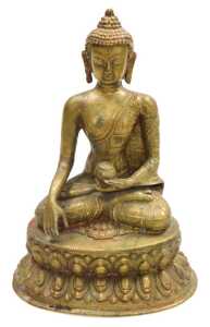 A Thai bronze figure of Buddha, modelled holding a pot and seated in the lotus position, on a... - 2