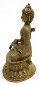 A Thai bronze figure of Buddha, modelled holding a pot and seated in the lotus position, on a... - 3