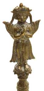 A Thai bronze figure of Buddha, modelled holding a pot and seated in the lotus position, on a... - 13