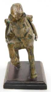 Four Chinese Tang style cast iron figures of war horses, one raised on a wooden plinth, with... - 18