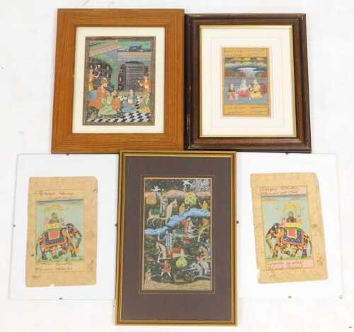 Indian School (19thC). Figures in interior scenes and courtyard settings, figures riding...