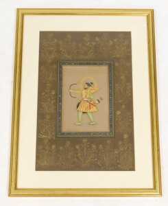 Indian School (19thC). An archer poised to fire an arrow, with a halo around his head,... - 2