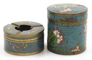 An early 20thC Chinese cloisonne ashtray, of cylindrical form, decorated with flowers, a... - 6
