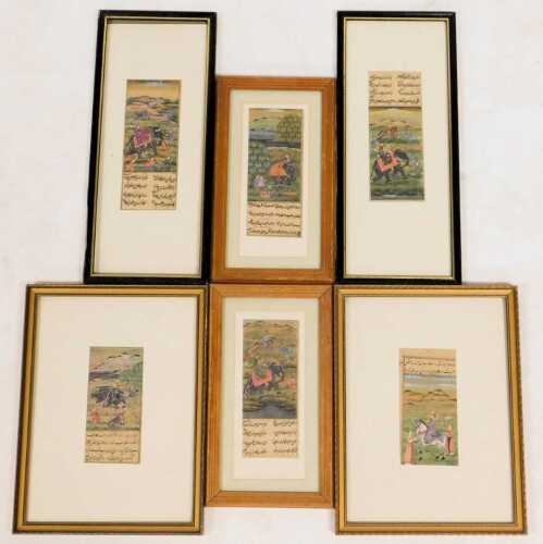 Indian School (19thC). Hunting scenes with elephants, a prince on horseback with attendants,...