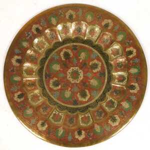 An early 20thC Indian brass and niello tray top, decorated centrally with reserves of figures... - 3