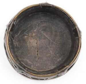A 19thC Indian wooden and brass sherpai, or kunke, from the Bengal, the wooden shaped measuring... - 5
