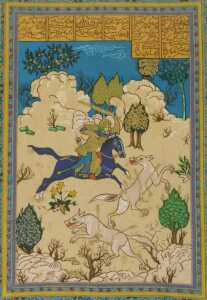 Persian School (20thC). Hunting, battle and court scenes, colour prints on silk, 31cm x 20.5cm. (5) - 2