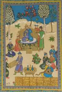 Persian School (20thC). Hunting, battle and court scenes, colour prints on silk, 31cm x 20.5cm. (5) - 6