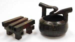 A Vietnamese Raku pottery vessel, with stand, titled 'Deep in Love' by Khau Duc, from the Clay... - 3