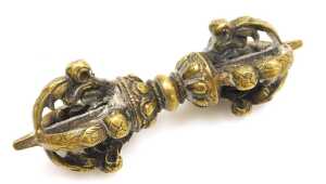 A Tibetan Buddhist flaming sword of wisdom, with a brass dragon handle, and flame like tip, with... - 5