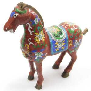 A group of Eastern pottery and collectables, including a Chinese cloisonne Tang style horse,... - 2