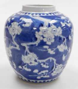 A Chinese Qing Dynasty late 19thC porcelain blue and white ginger jar, decorated with prunus... - 15