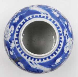 A Chinese Qing Dynasty late 19thC porcelain blue and white ginger jar, decorated with prunus... - 18