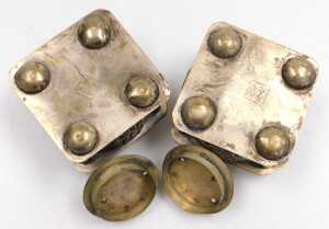 A pair of Chinese blue porcelain and brass incense burners and covers, each surmounted with a... - 7