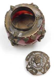 A pair of Chinese blue porcelain and brass incense burners and covers, each surmounted with a... - 12