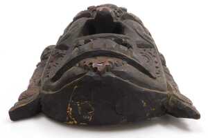 A Nepalese or Tibetan carved Mahakala mask, 32cm high, 24cm wide. - 2