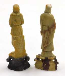A 20thC Chinese soapstone figure of a fisherman, modelled standing on a rocky base, 40cm high,... - 6