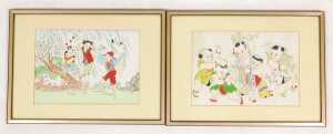 Chinese School (20thC). Children at play, watercolours, 22.5cm x 32cm. (2)