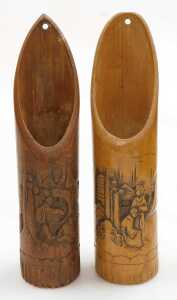 Three 20thC Chinese hardwood carvings of fantail goldfish, together with two pairs of carved... - 2