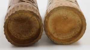Three 20thC Chinese hardwood carvings of fantail goldfish, together with two pairs of carved... - 4