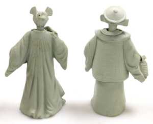 A group of 20thC Chinese Shiwan pottery mudman figures, including a seated lady, and deities,... - 5