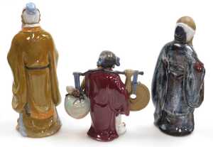 A group of 20thC Chinese Shiwan mudman figures, including deities, fishermen, and a woman... - 3