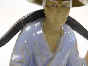 A group of 20thC Chinese Shiwan mudman figures, including deities, fishermen, and a woman... - 8
