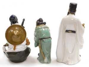 A group of 20thC Chinese Shiwan mudman figures, including deities, fishermen, and a woman... - 10