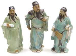 A group of 20thC Chinese Shiwan mudman figures, including deities, fishermen, and a woman... - 13