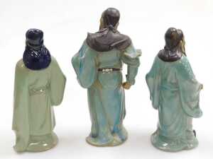 A group of 20thC Chinese Shiwan mudman figures, including deities, fishermen, and a woman... - 14