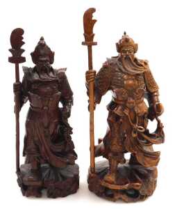 A group of 19thC and later Chinese hardwood figures, including Guanyin, Guan Yu, Shou Lao, and... - 5