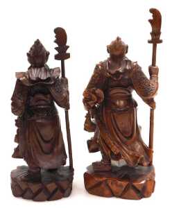 A group of 19thC and later Chinese hardwood figures, including Guanyin, Guan Yu, Shou Lao, and... - 6