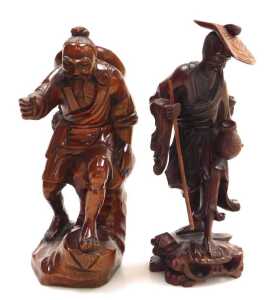 A group of 19thC and later Chinese hardwood figures, including Guanyin, Guan Yu, Shou Lao, and... - 8