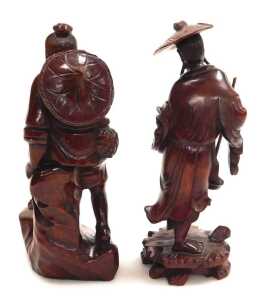 A group of 19thC and later Chinese hardwood figures, including Guanyin, Guan Yu, Shou Lao, and... - 9