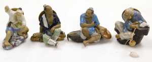 A group of 20thC Chinese Shiwan mudman figures, including fishermen, deities, musician, etc. (2... - 5