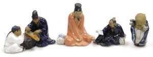 A group of 20thC Chinese Shiwan mudman figures, including fishermen, deities, musician, etc. (2... - 8