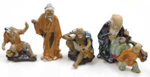 A group of 20thC Chinese Shiwan mudman figures, including fishermen, deities, musician, etc. (2... - 11