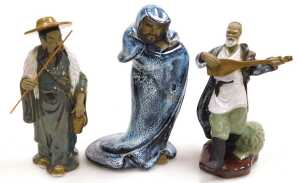 A group of 20thC Chinese Shiwan mudman figures, including fishermen, deities, musician, etc. (2... - 15
