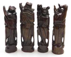 A group of late 19th and later Chinese hardwood figures, chiefly of emperors or deities, largest... - 9