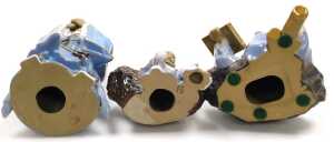 A group of 20thC Chinese Shiwan mudman figures, including a seated scholar, fisherman, a court... - 11