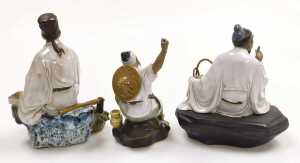 A group of 20thC Chinese Shiwan mudman figures, including a seated scholar, fisherman, a court... - 13