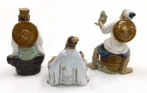 A group of 20thC Chinese Shiwan mudman figures, including fishermen, a deity with a child,... - 6