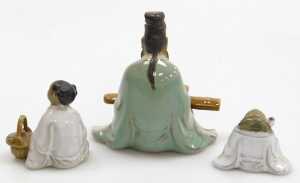 A group of 20thC Chinese Shiwan mudman figures, including fishermen, a deity with a child,... - 10